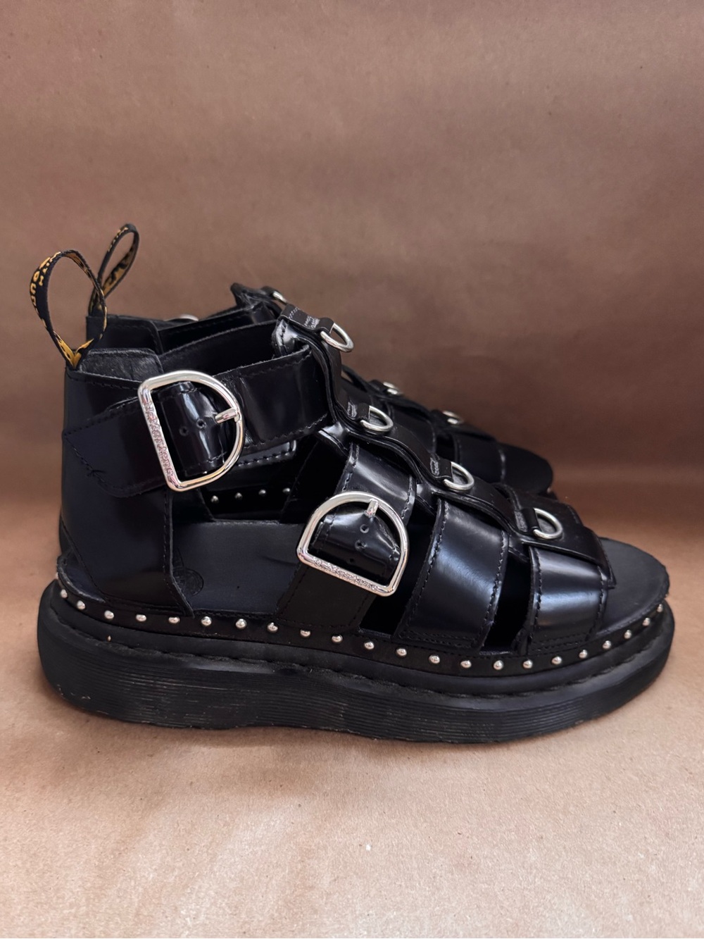 Dr Martens Mackaye Hardware Black Buttero Leather Strap Sandals. Size UK5/US7 - Picture 2 of 7